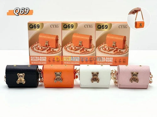 Écouteurs Sans Fil Bluetooth TWS Q69 Design Mini Sac à Main Clip Ear Clip-On - سماعة بلوتوث لاسلكية بتصميم علبة حقيبة فاخرة